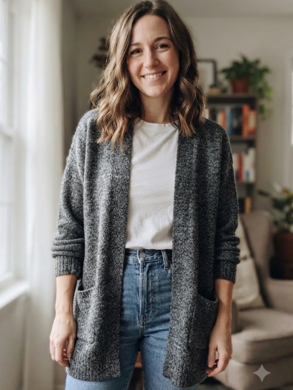 Old Navy Cozy Open-Front Gray Women's Cardigan Sweater - #199